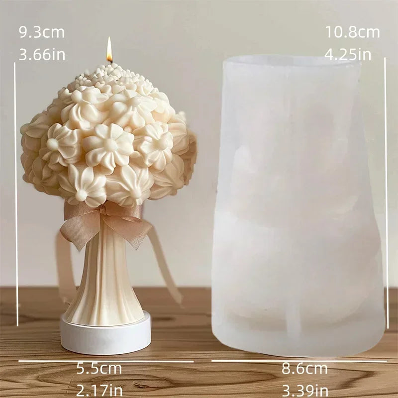 Blooming Flower Relief Cylindrical Candle Mold