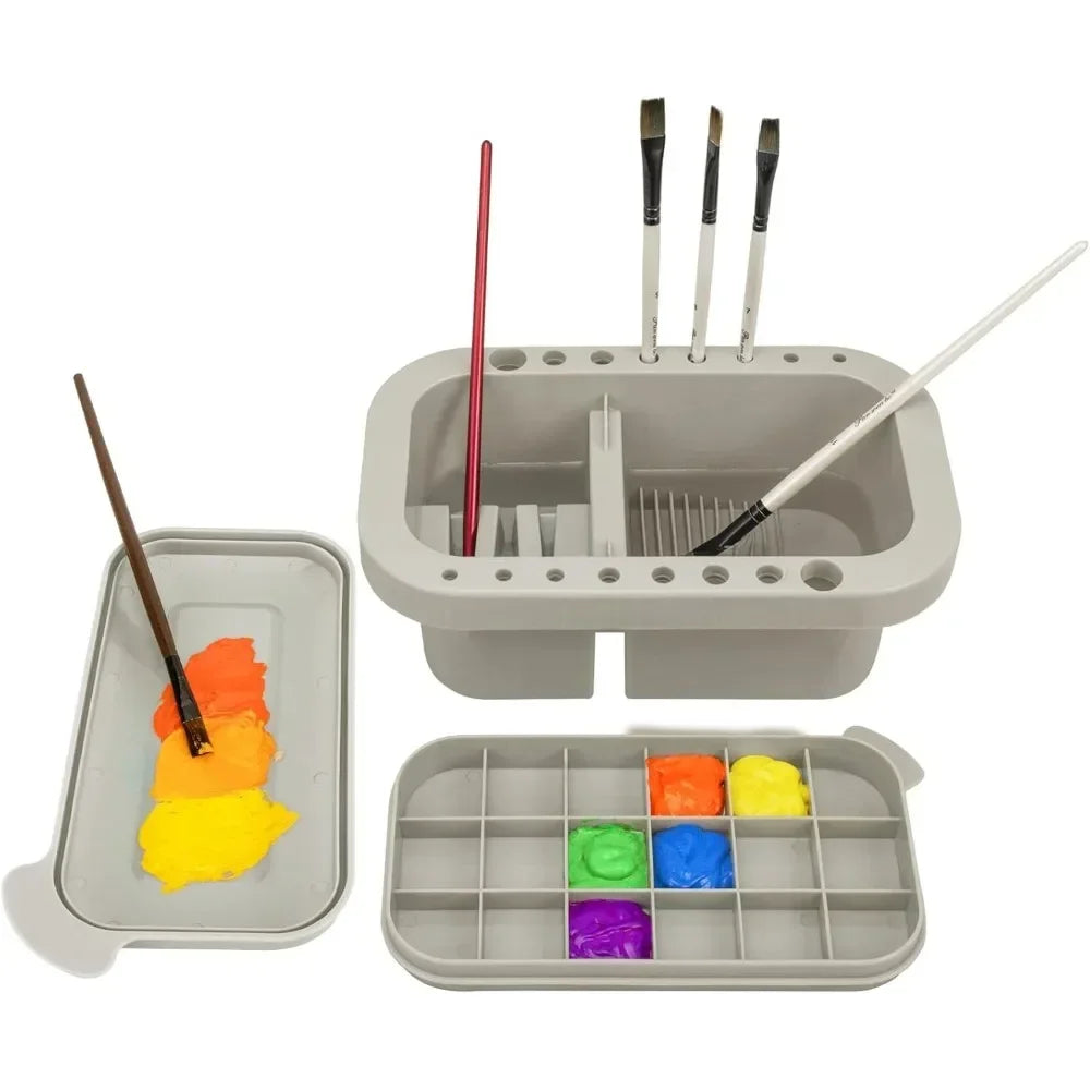 Paint Brush Cleaner, Holder and Organizer with Palette