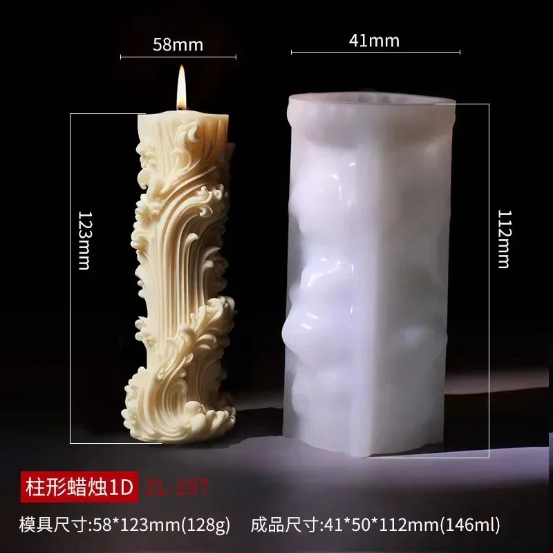 Blooming Flower Relief Cylindrical Candle Mold