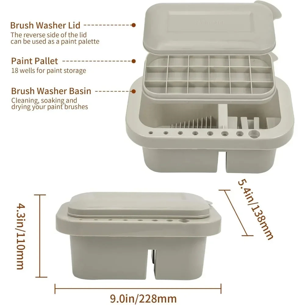 Paint Brush Cleaner, Holder and Organizer with Palette