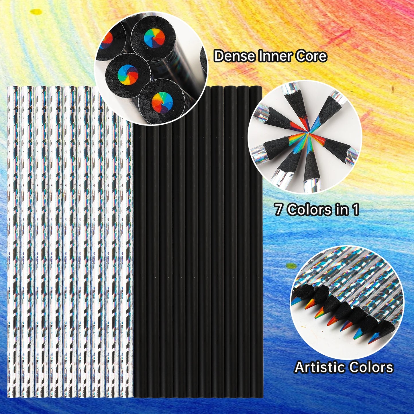 12pcs/Set 7 Colors Concentric Gradient Pencils for Kids