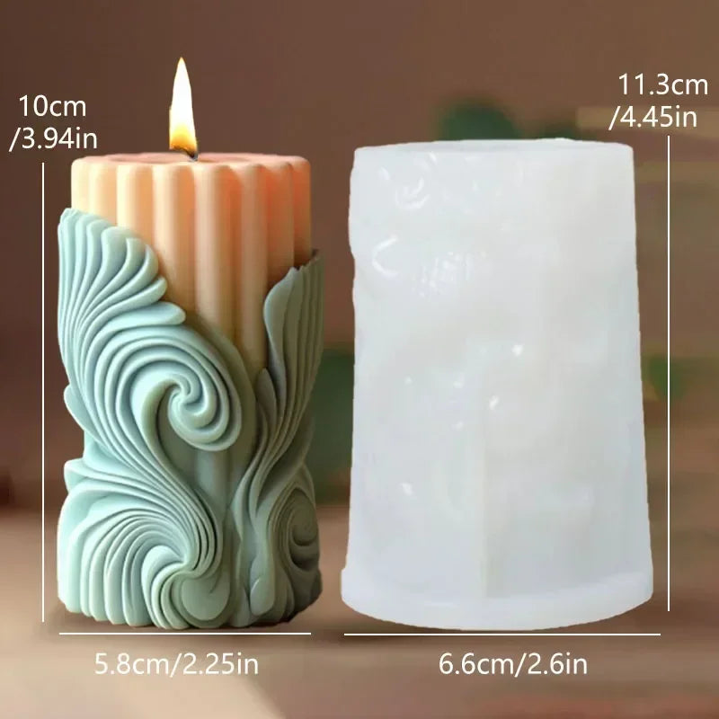 Blooming Flower Relief Cylindrical Candle Mold