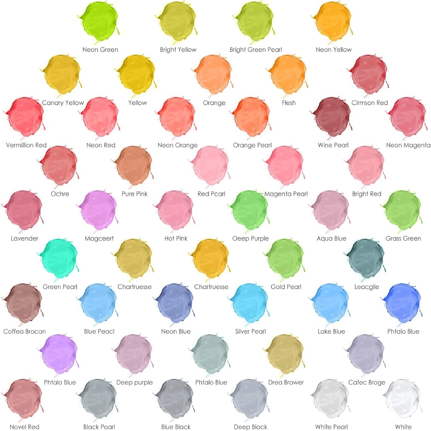 Acrylic Airbrush Paint Set, 48 Colors