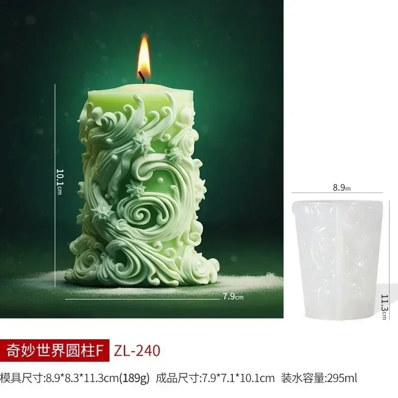 Blooming Flower Relief Cylindrical Candle Mold