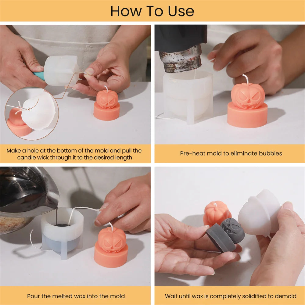 Spooky Pumpkin Silicone Tealight Candle Molds
