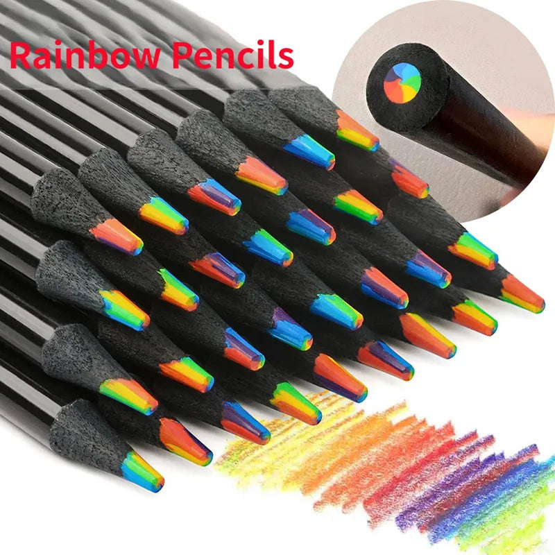 12pcs/Set 7 Colors Concentric Gradient Pencils for Kids
