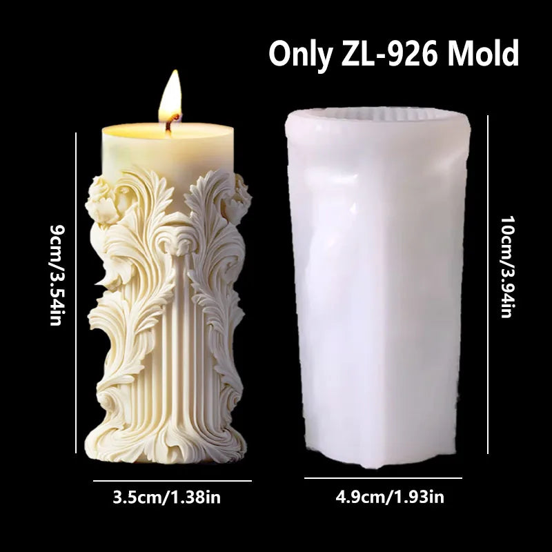 Blooming Flower Relief Cylindrical Candle Mold