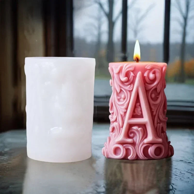 Blooming Flower Relief Cylindrical Candle Mold
