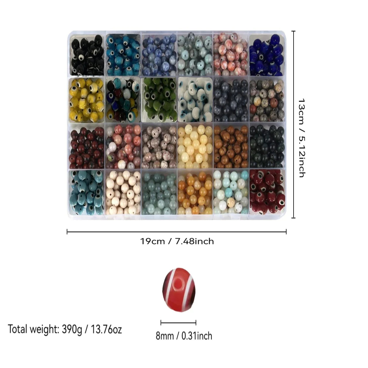 1200 Pieces 8mm Natural Stone Beads