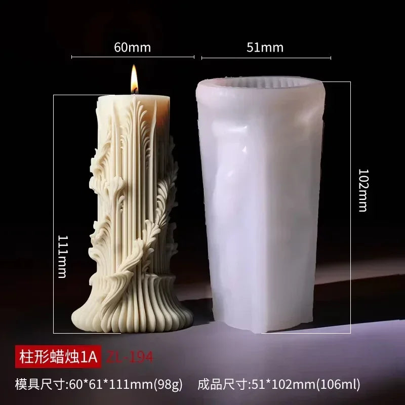 Blooming Flower Relief Cylindrical Candle Mold