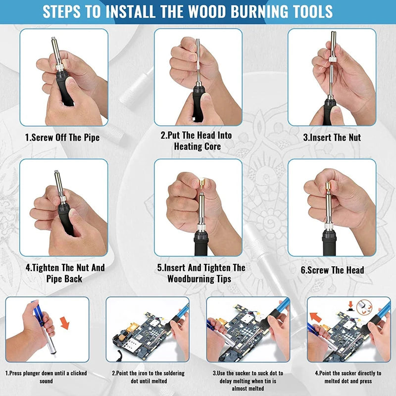 Wood Burning Carving Pyrography Pen Kit