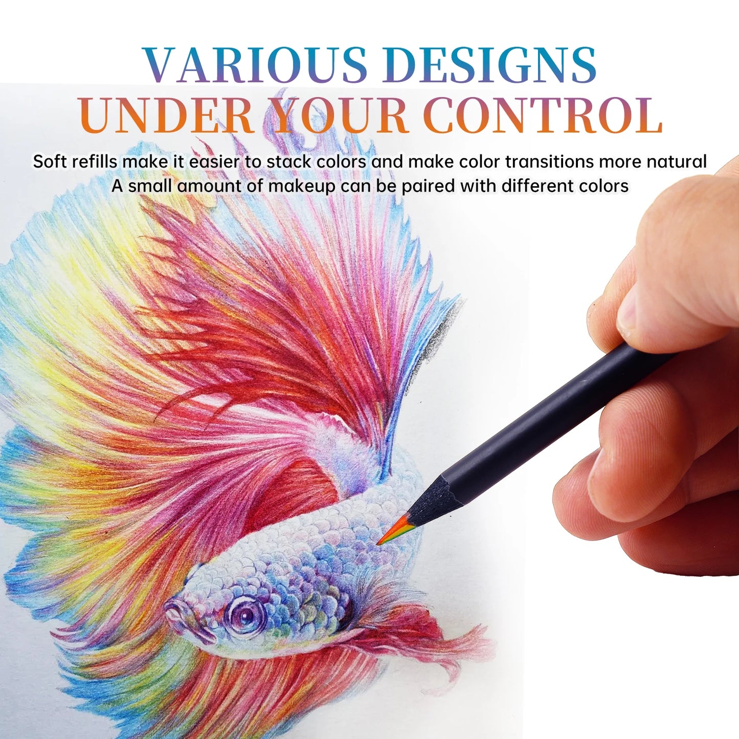 12pcs/Set 7 Colors Concentric Gradient Pencils for Kids