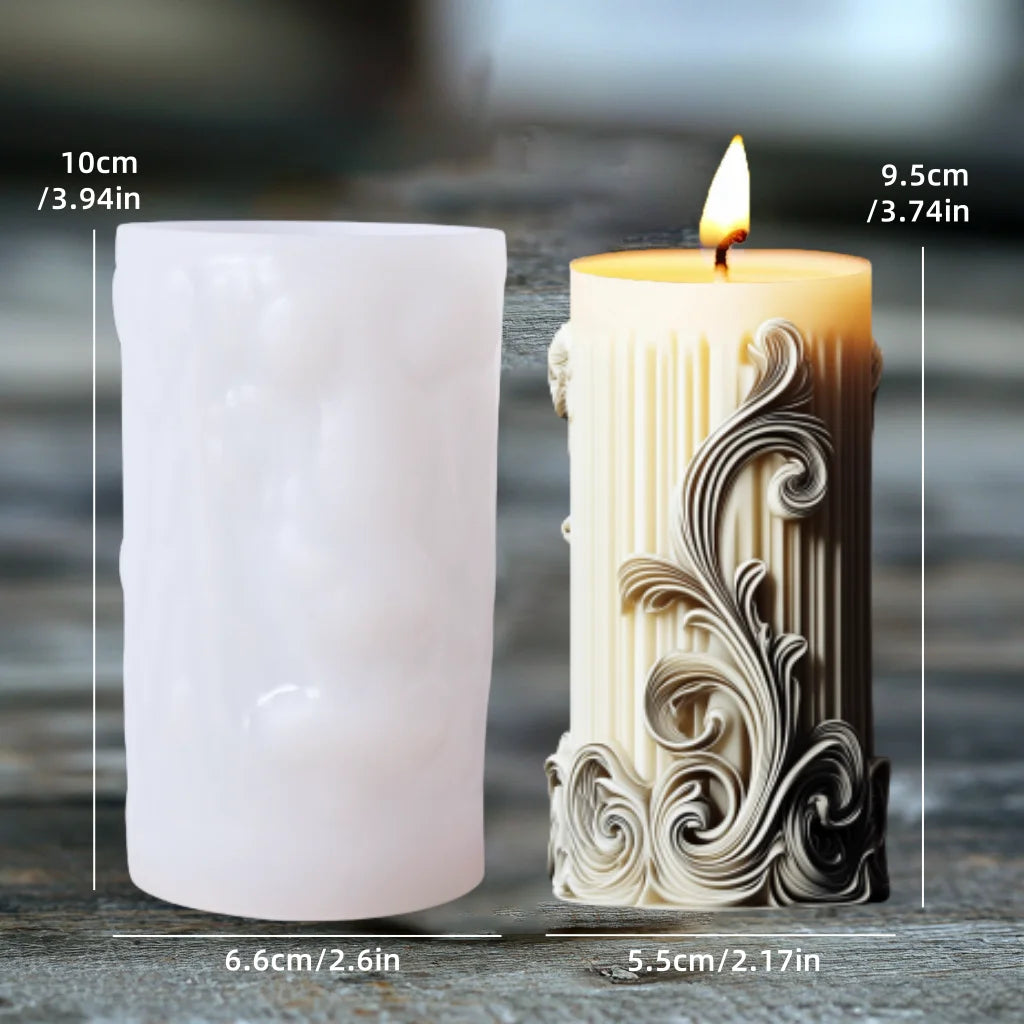 Blooming Flower Relief Cylindrical Candle Mold