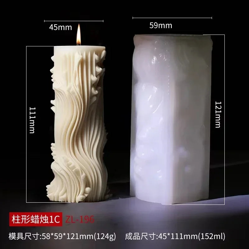 Blooming Flower Relief Cylindrical Candle Mold