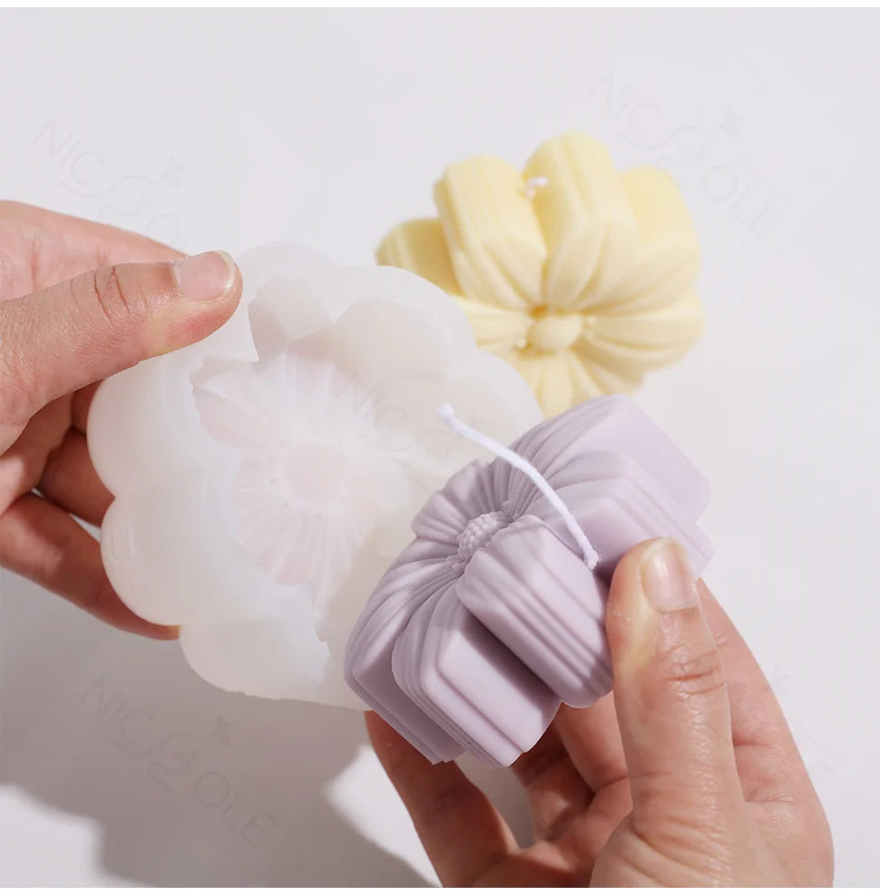 Flower-Shaped Silicone Mold for Handmade Candles