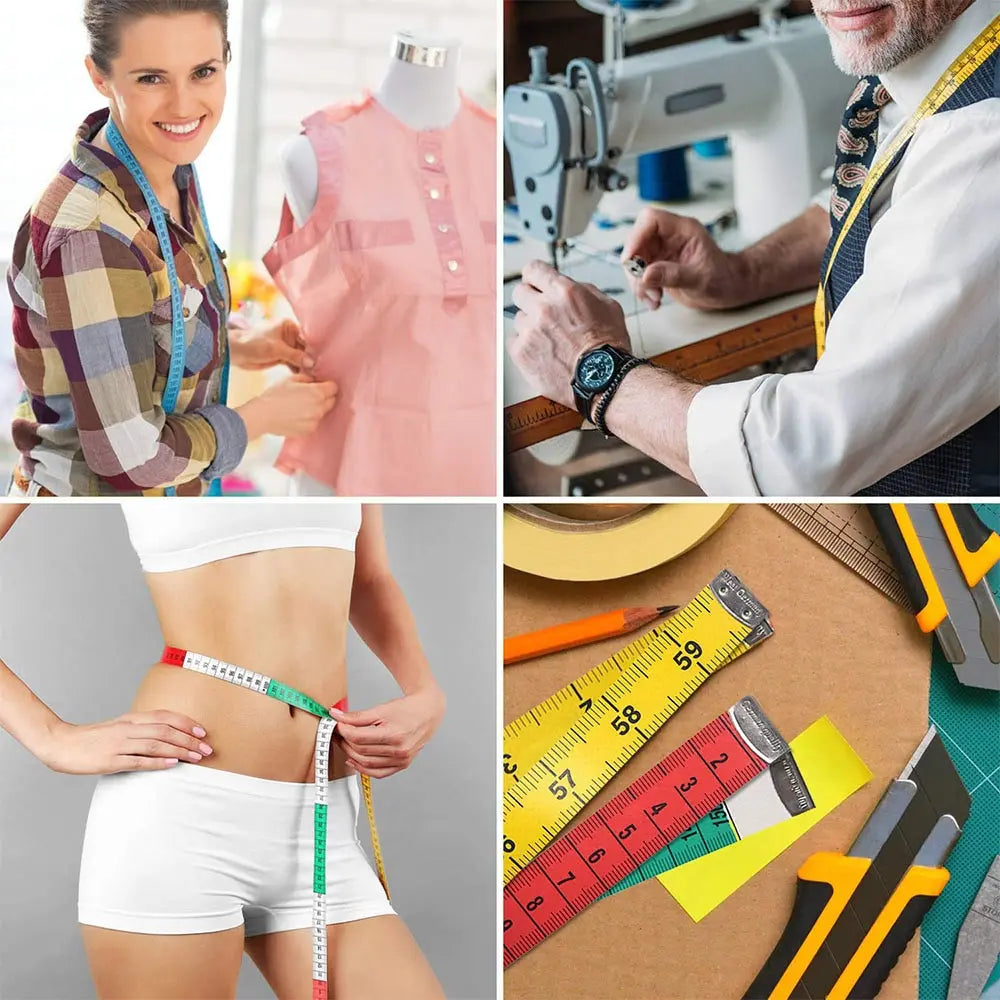 Multicolor Dual-Sided Measuring Tape with Snap Fastener