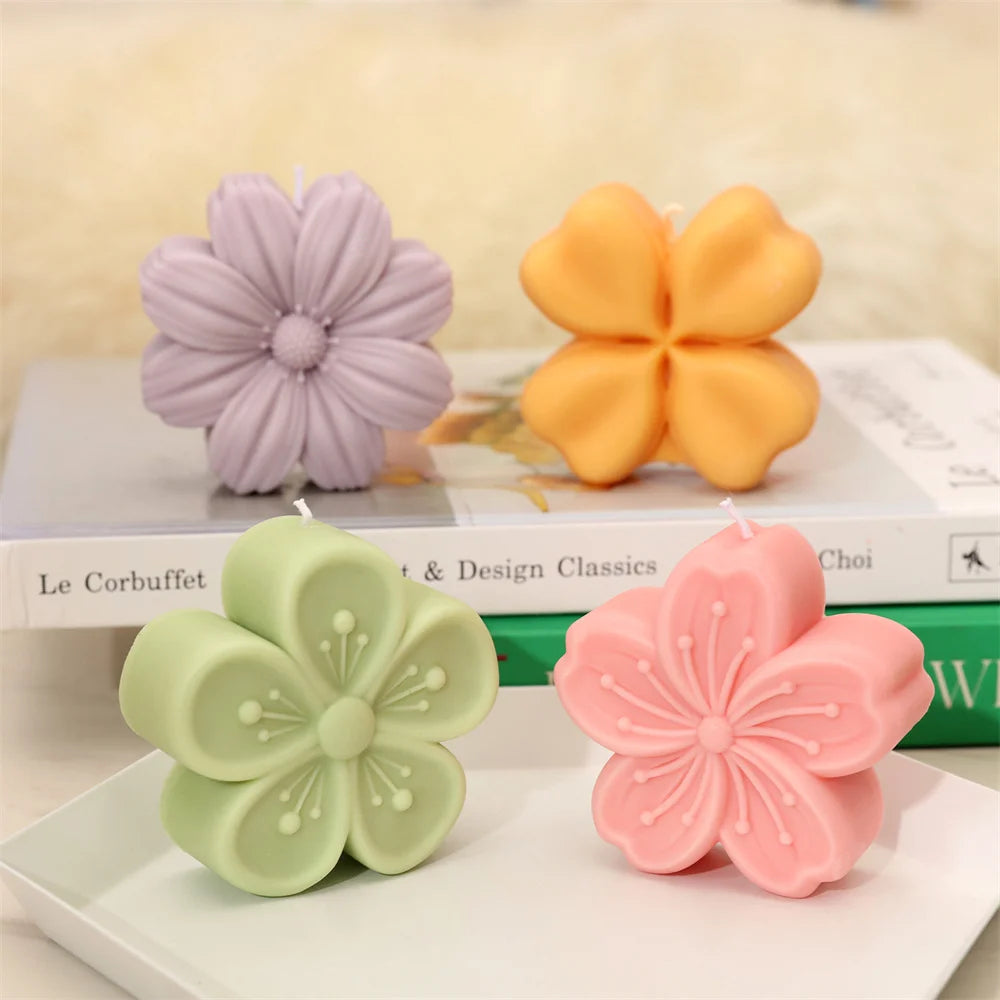 Flower-Shaped Silicone Mold for Handmade Candles