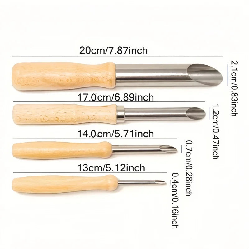 Carving tools/soil extruders with wooden handles