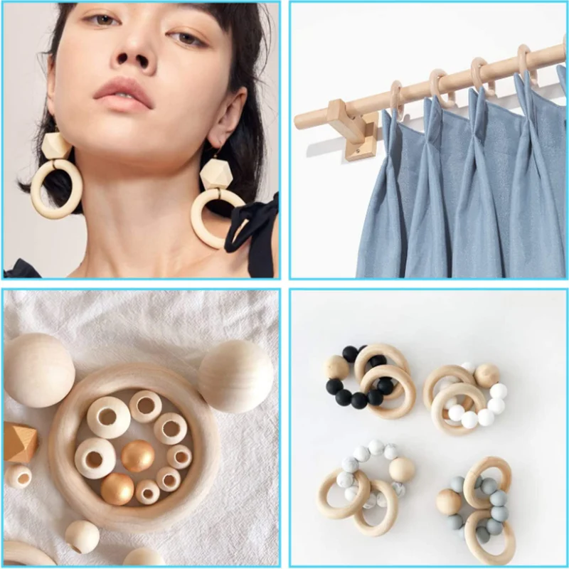 Unfinished Solid Color Natural Wood Rings