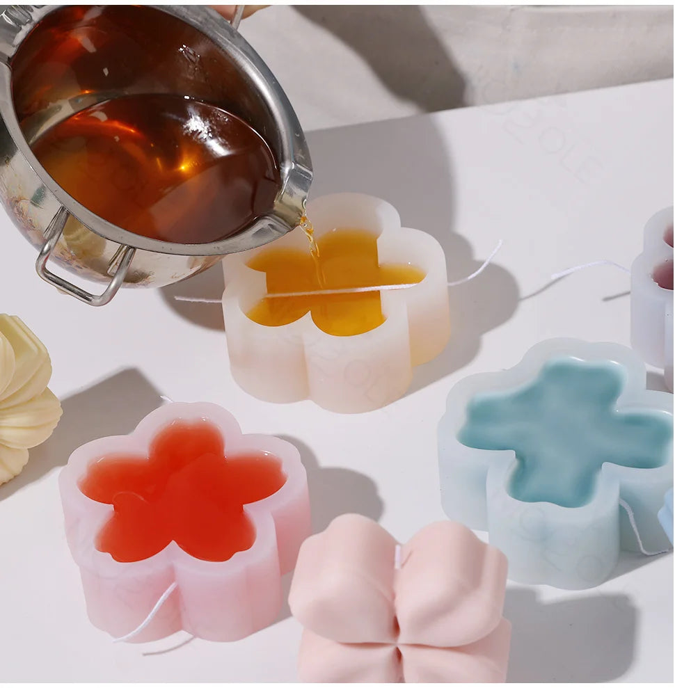 Flower-Shaped Silicone Mold for Handmade Candles