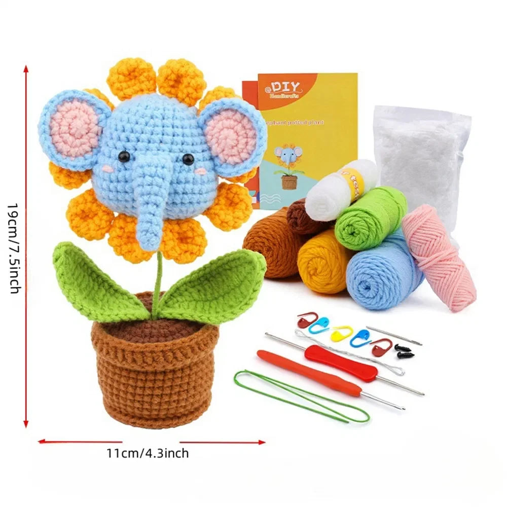Elephant Crochet Complete Kit with Yarn/Hook/Instructions