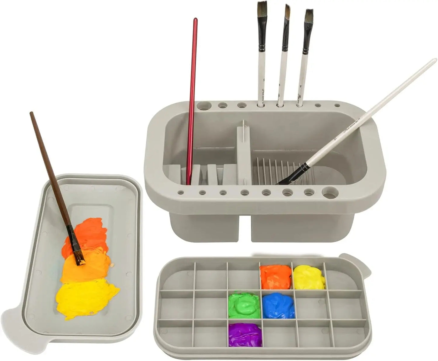 Paint Brush Cleaner, Holder and Organizer with Palette