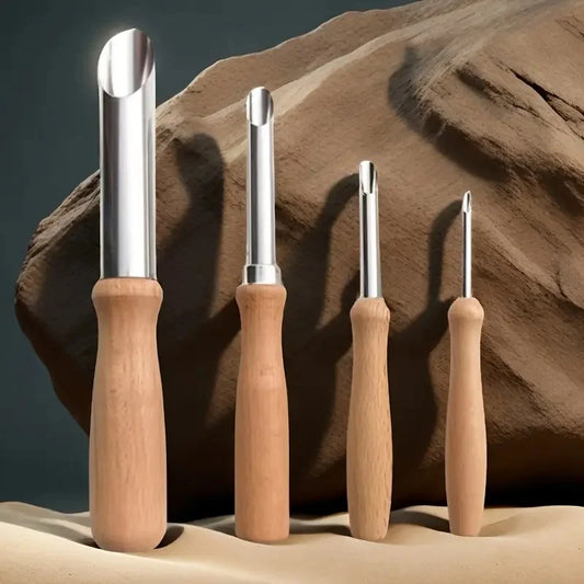 Carving tools/soil extruders with wooden handles