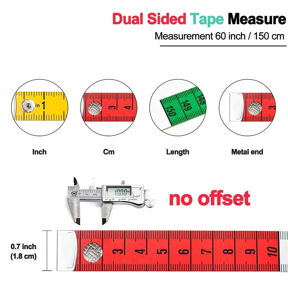Multicolor Dual-Sided Measuring Tape with Snap Fastener