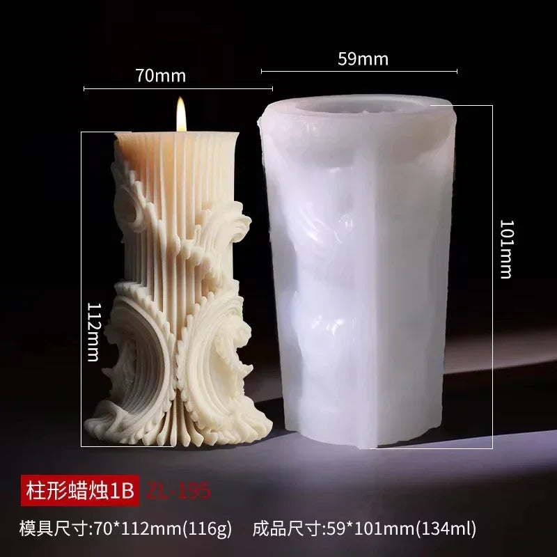 Blooming Flower Relief Cylindrical Candle Mold