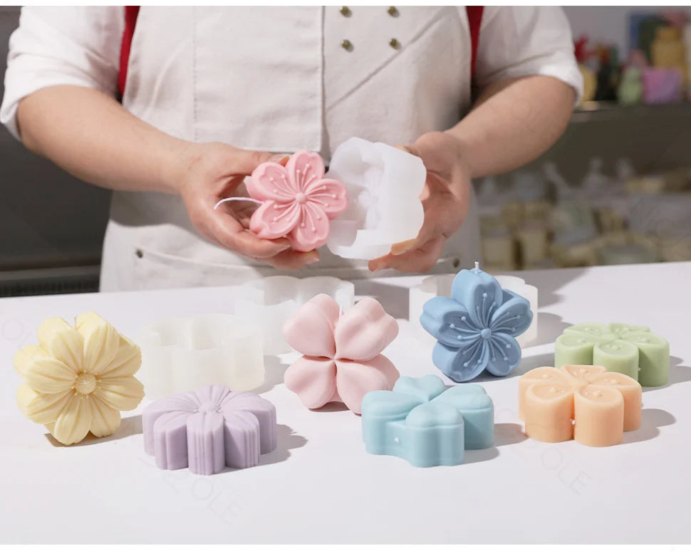 Flower-Shaped Silicone Mold for Handmade Candles