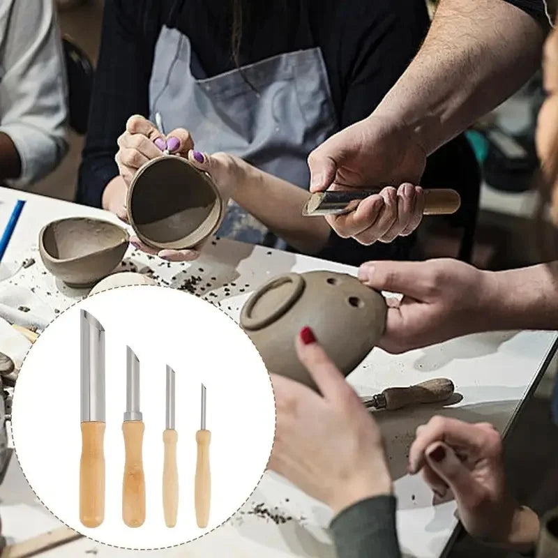 Carving tools/soil extruders with wooden handles