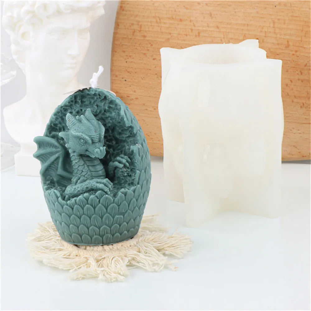 3D Broken Shell Baby Dragon Candle Mold