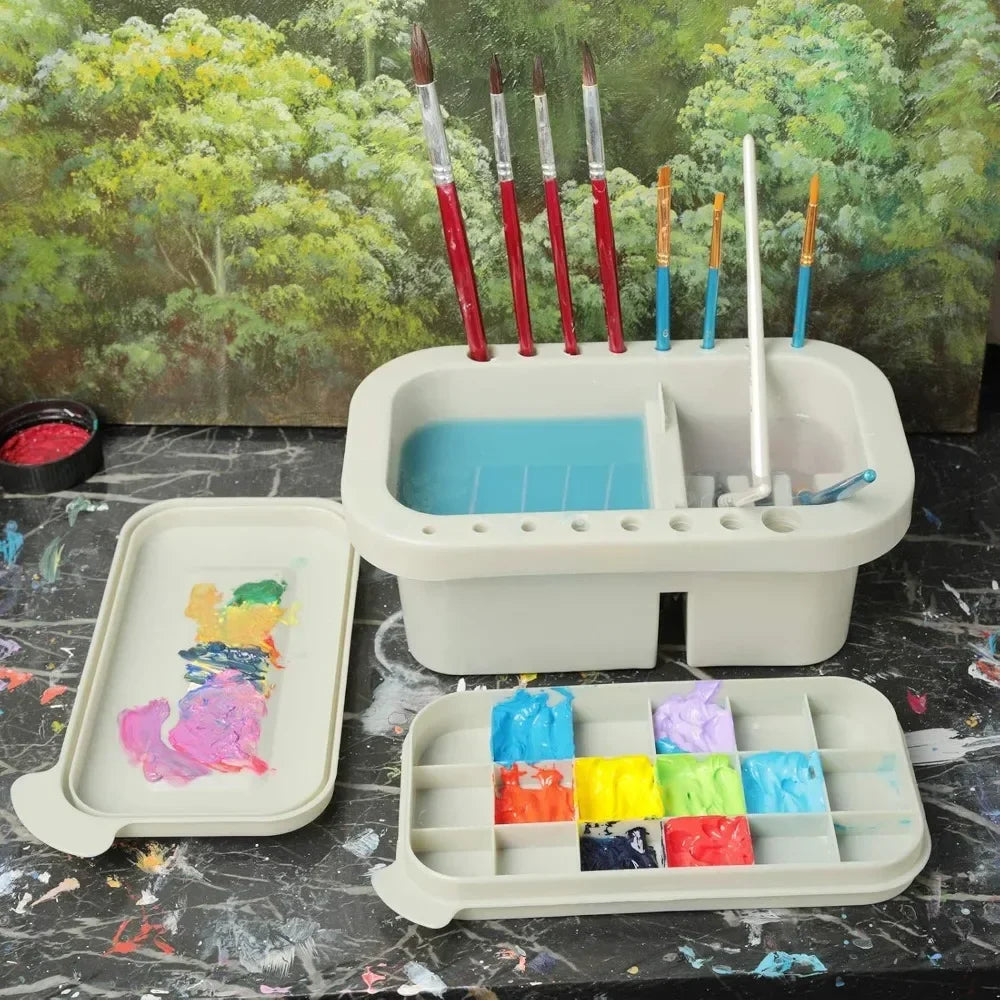 Paint Brush Cleaner, Holder and Organizer with Palette