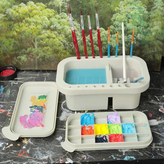 Paint Brush Cleaner, Holder and Organizer with Palette