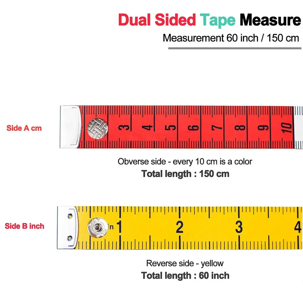 Multicolor Dual-Sided Measuring Tape with Snap Fastener
