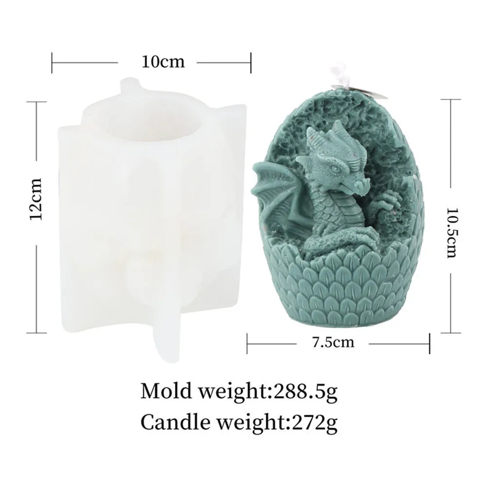 3D Broken Shell Baby Dragon Candle Mold